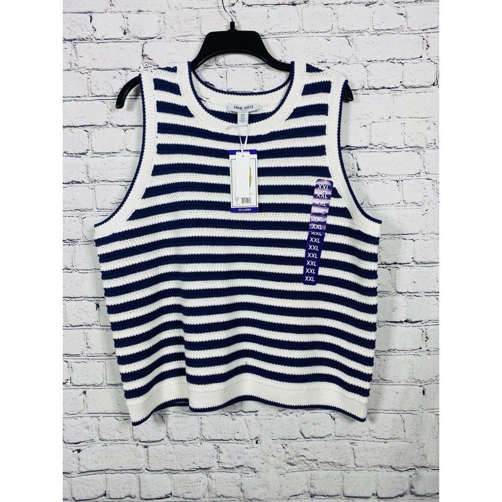 NWT Nine West Women's Crochet Tank Top Size XXL Blue